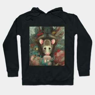 possum art with roses vintage painting Hoodie